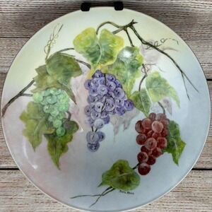 Tirschenreuth Germany Hand Painted Grape Porcelain Bowl Artist Signed Beth Mann‎
